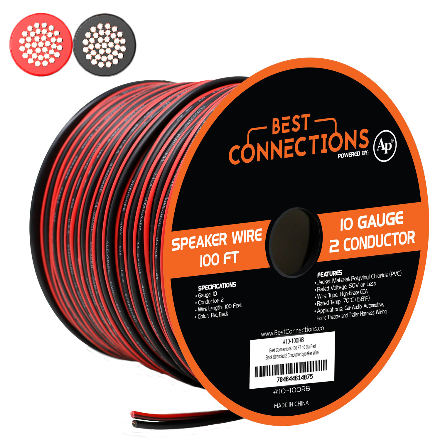 10 Gauge Speaker Wire 100 Feet Red-Black CCA 2 Conductor Car Audio Home Theater
