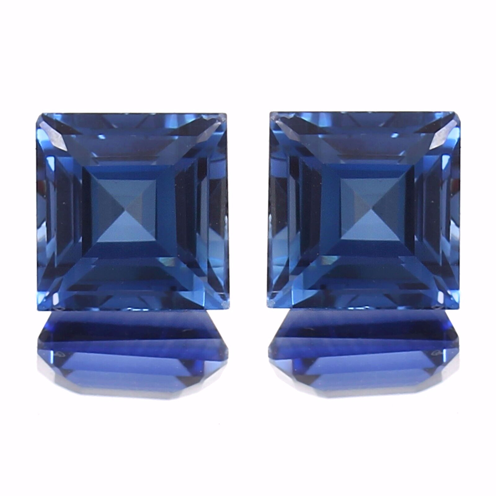 AAA Natural Ceylon Blue Sapphire Square Loose Gemstone Cut Matching Pair 10x10MM