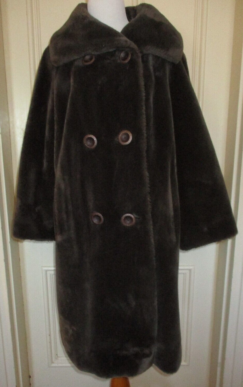 Vintage Borgana Artificial Brown  Fur med/LG Russel Taylor full length coat