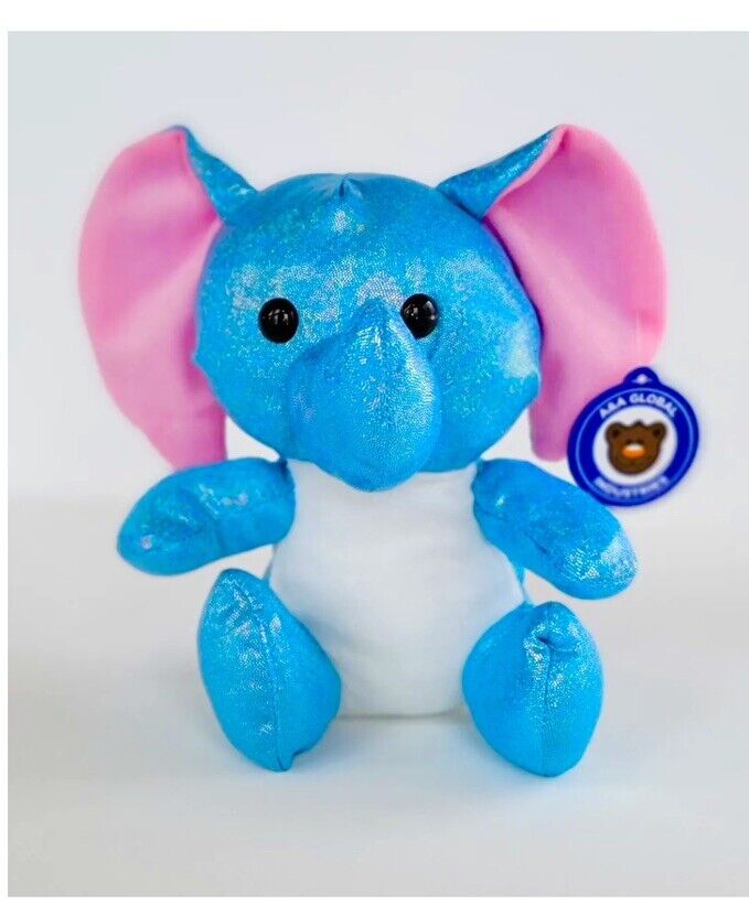 elephant plush(9inch)sparkly Plush from A & A Global Blue stuffed animal toy