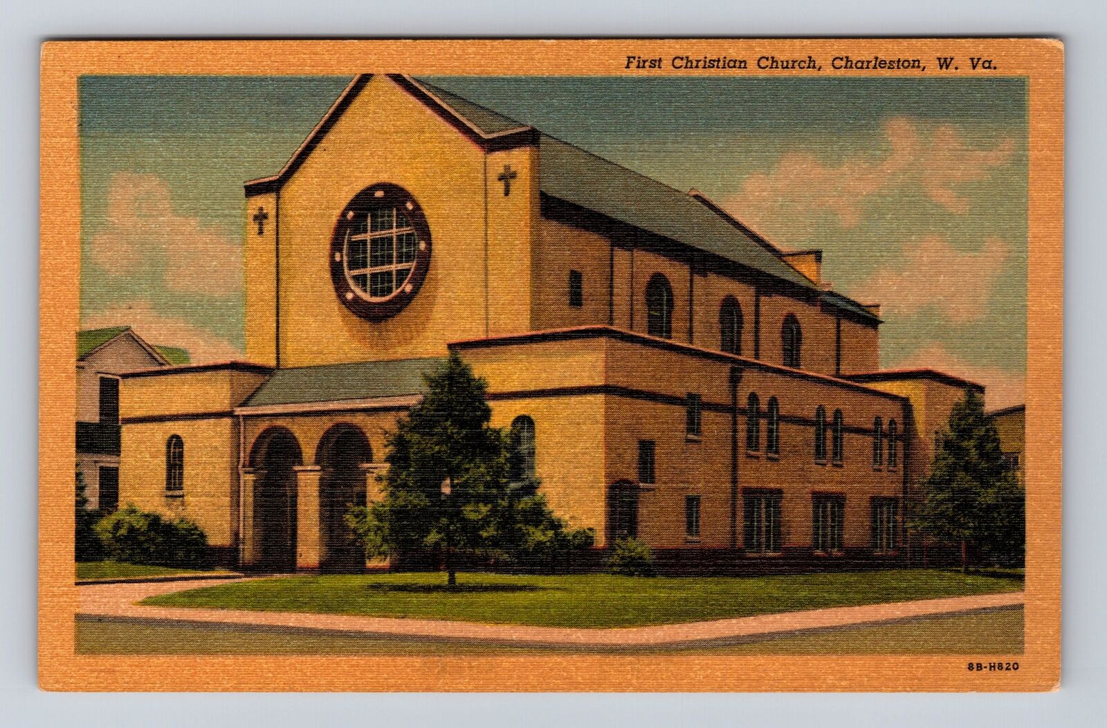 Charleston WV-West Virginia, First Christian Church, Antique Vintage Postcard