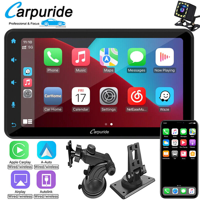 NEW Carpuride LED 7Inch Portable Car Radio Wireless Apple Carplay & Android Auto