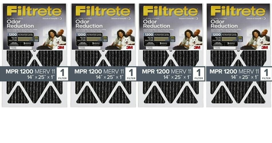3M Filtrete 14'' W x 25'' H x 1'' D Carbon Pleated Air Filter 11-MERV (4-Pack)