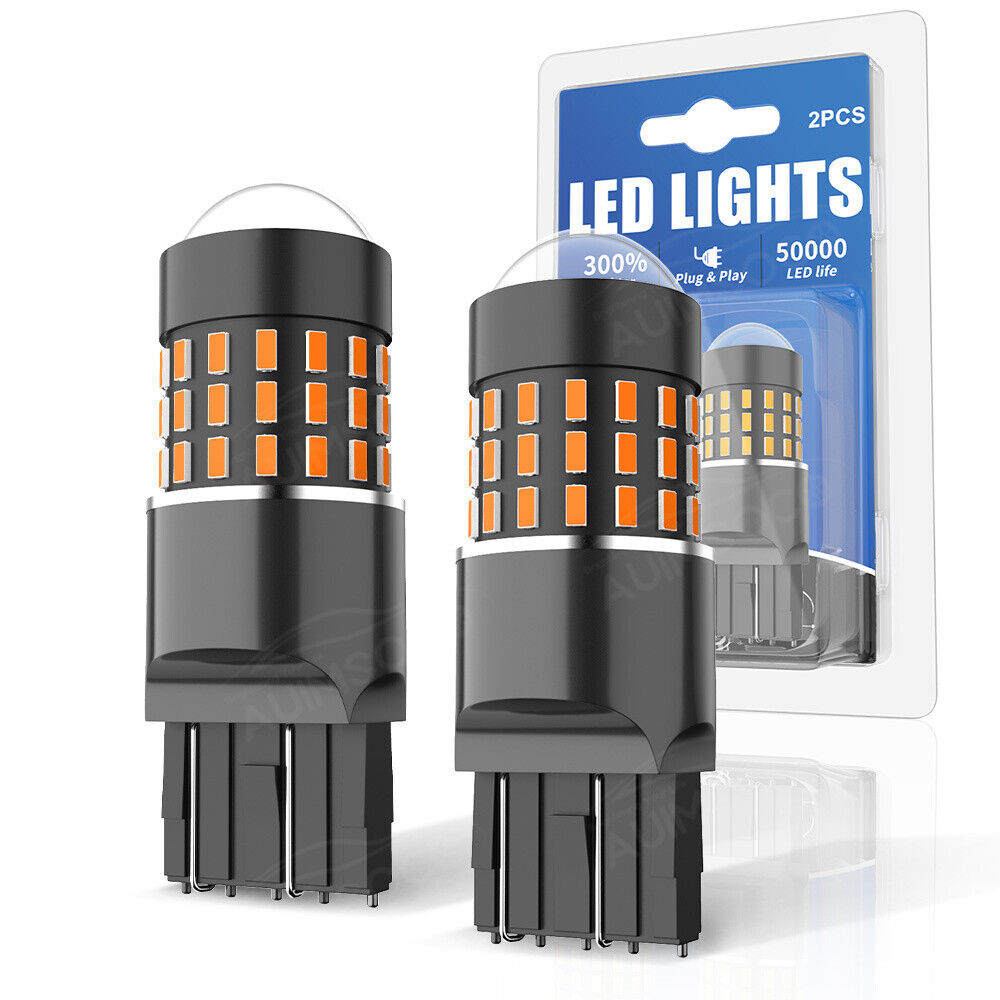 2Pcs 7443 7440 LED Amber Turn Signal Parking DRL Light Bulbs CANBUS Error Free