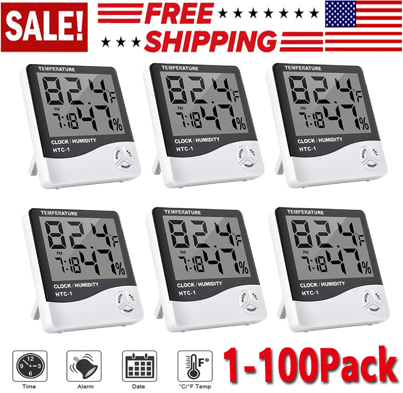 Thermometer Indoor Digital LCD Hygrometer Temperature Humidity Meter Alarm Clock