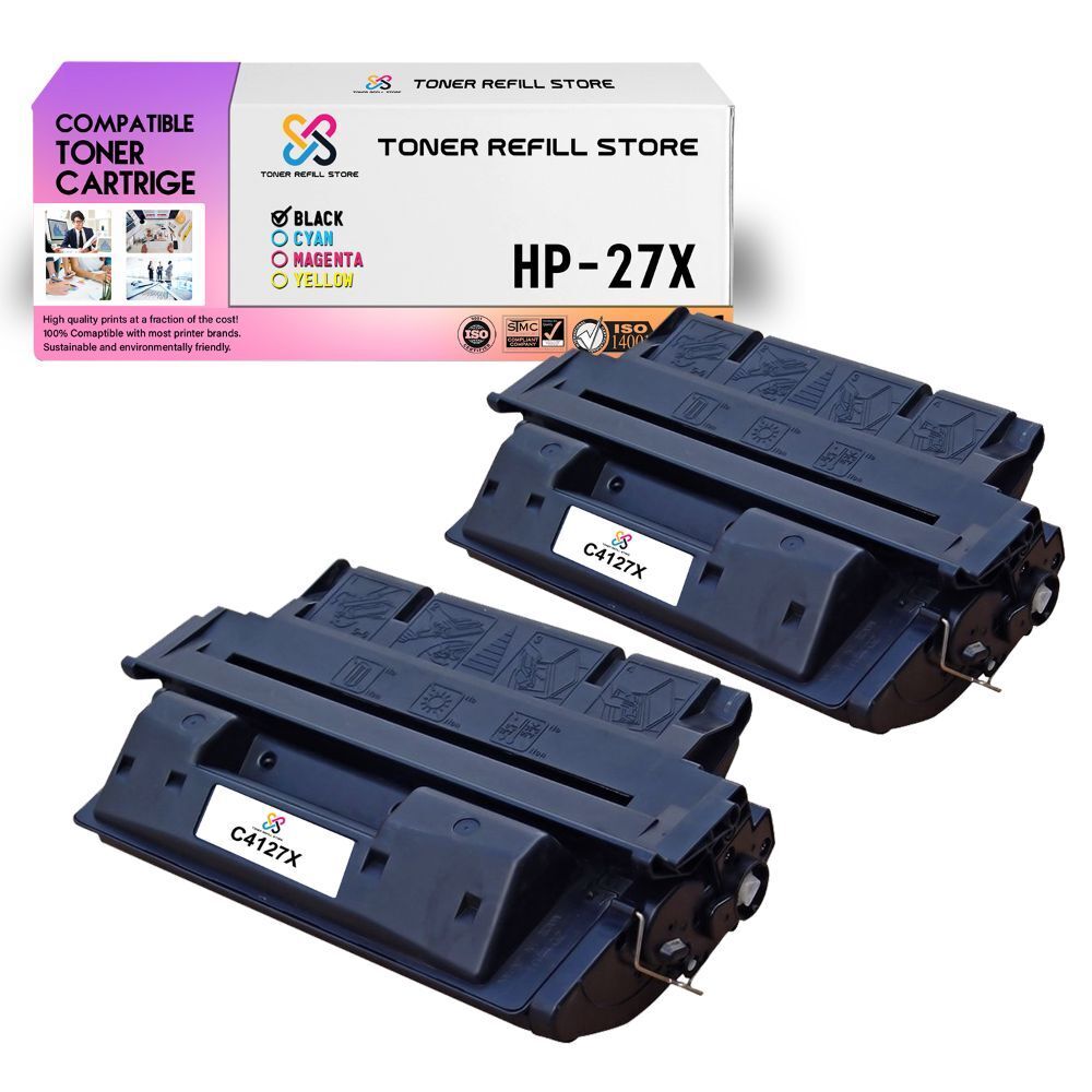 2Pk TRS 27X C4127X Black HY Compatible for HP LaserJet 4000n Toner Cartridge