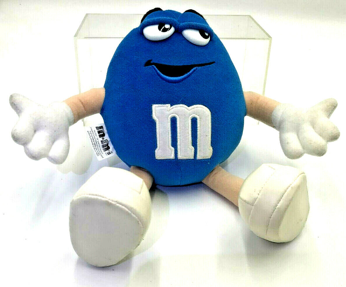 M & M Vintage 1997? Blue  Stuffed Animal Blue Plush 9” Toy 