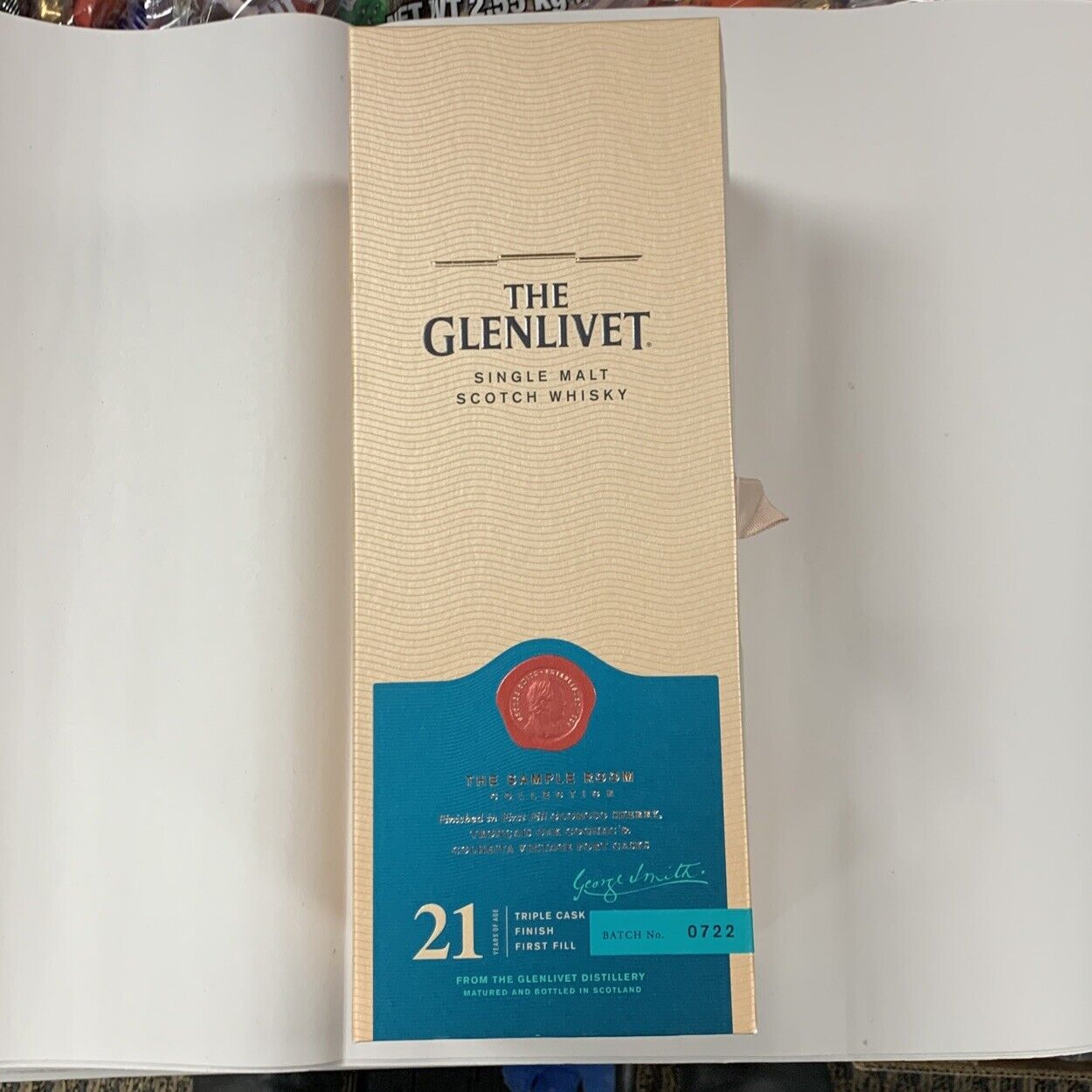 Glenlivet 21 year THE SAMPLE ROOM Scotch Whiskey BOX. limited edition NO BOTTLE