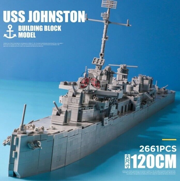 2661+PCS USS Johnston Ship Naval Military Building Block MOC Carrier Toys