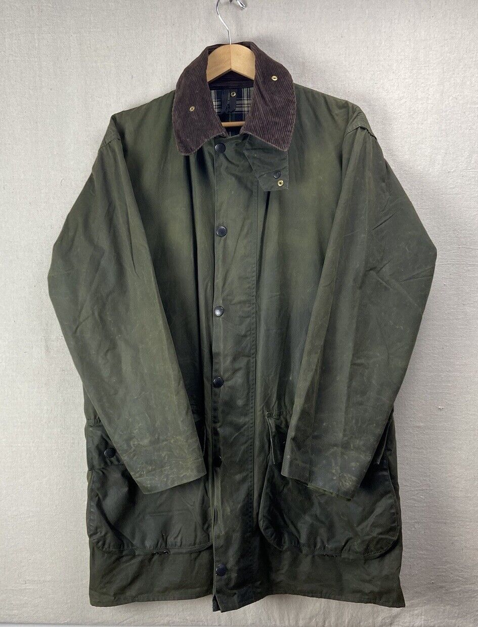 Barbour Border A200 Waxed Jacket Men’s XXL Olive Green Coat Hunting Vintage Boho