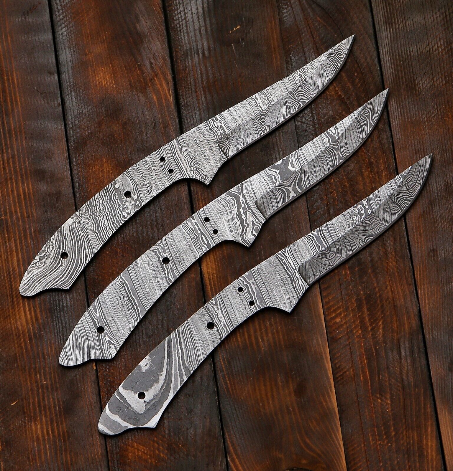 Damascus Steel Skinner Knife Hunting Knife Blank Making Supplies Lot of 3 R13