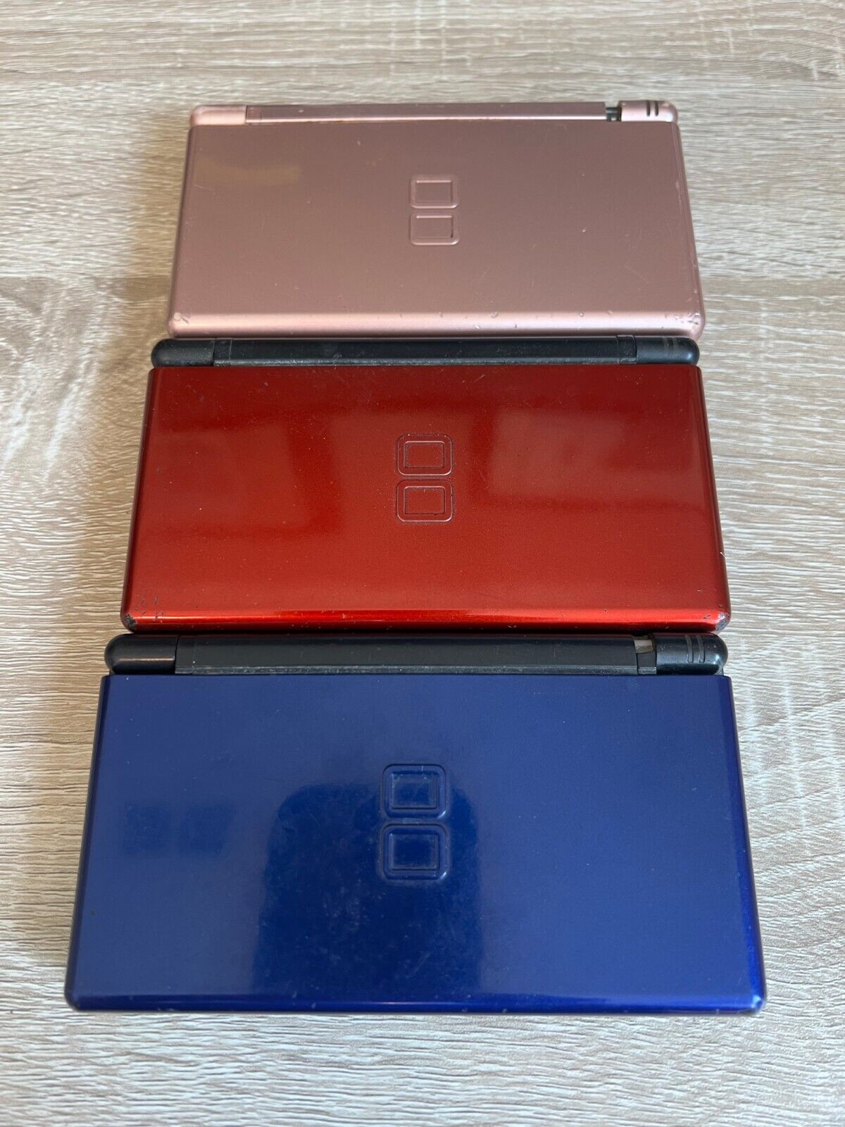 NON-WORKING FOR PARTS THREE (3) Pink/Blue/Red Nintendo DS Lite Game Systems