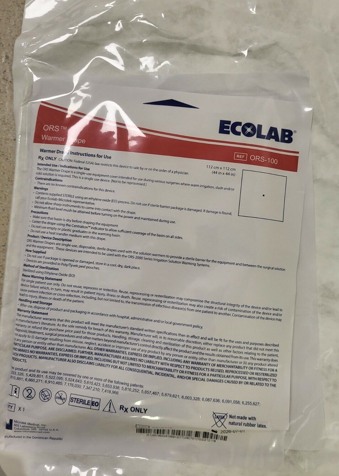 Ecolab ORS-300 Warmer Drape