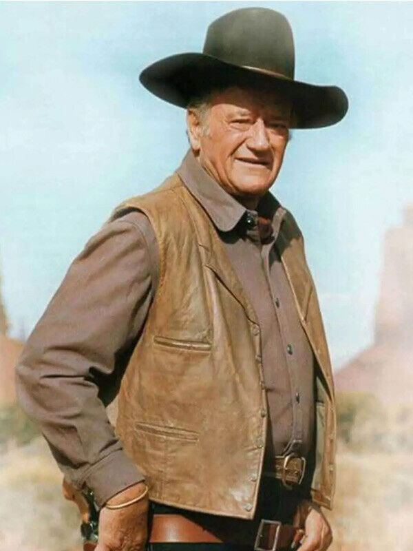 The Cowboys John Wayne Distressed Real Leather Vest (All Sizes)
