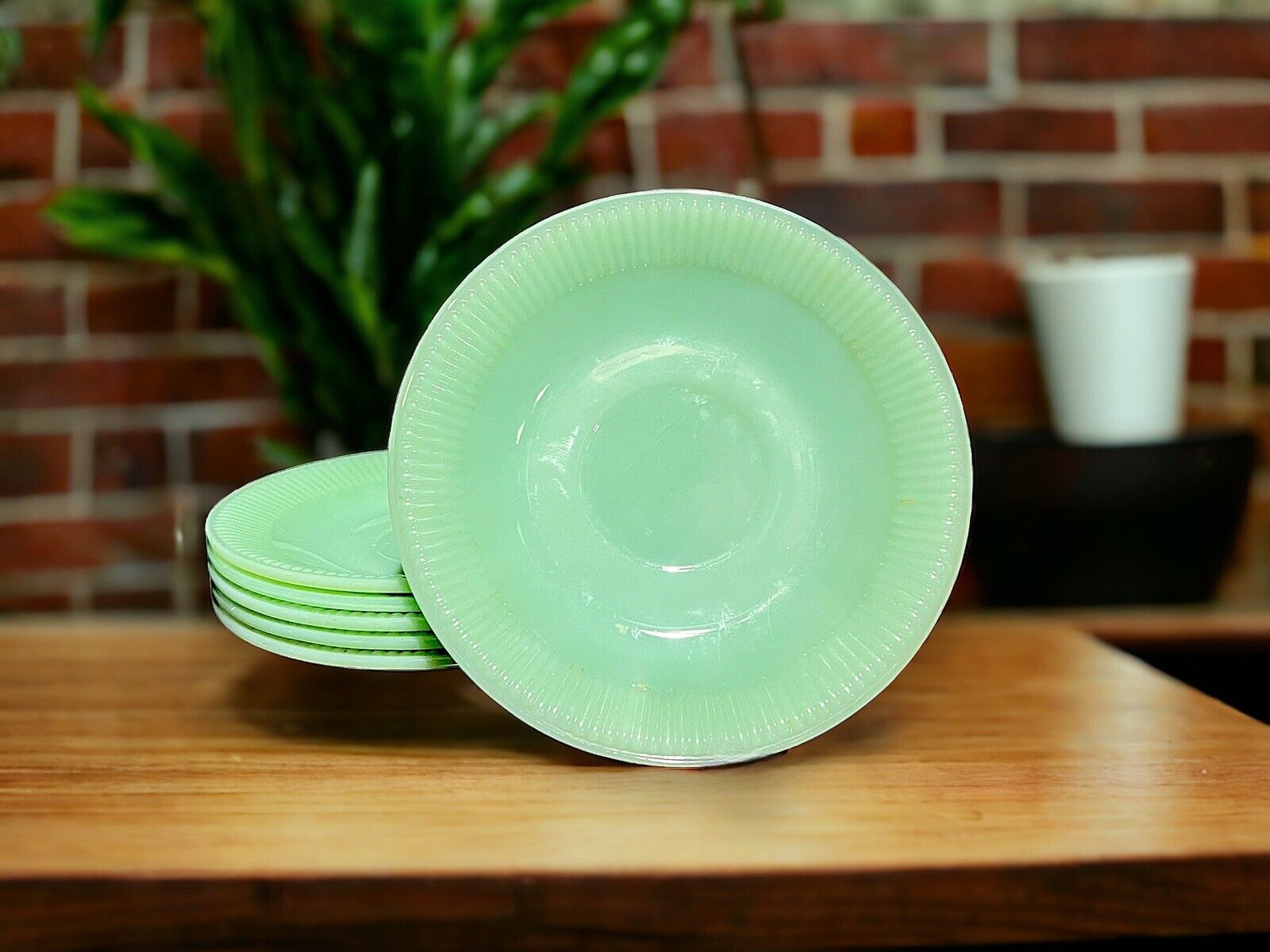 Vintage Fire King ‘Jane Ray’ Jadeite Saucer, 5.75” - Up to 6 Available