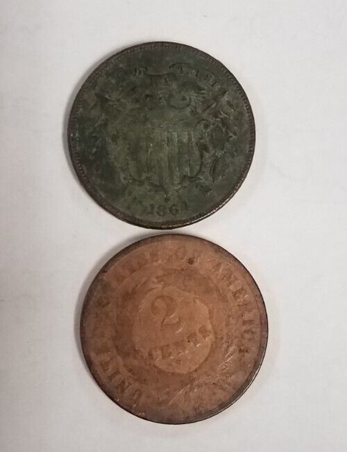 946471PD1 DUG UP IMPAIRED U.S. 2 CENT PIECE 1864-1871 COIN 151-160 YEARS OLD
