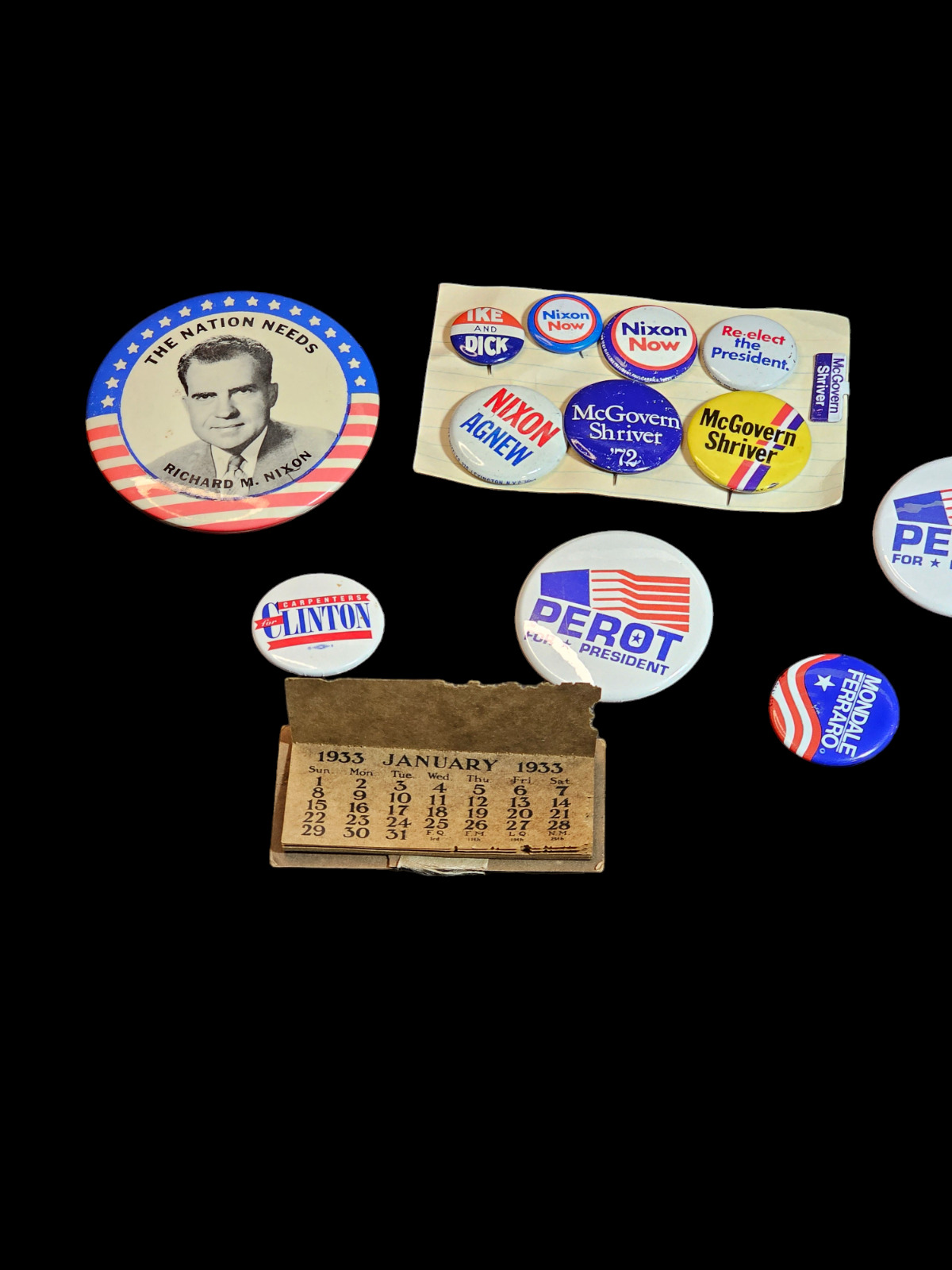 Collection of political buttons Nixon.perot,Ike.and Dick