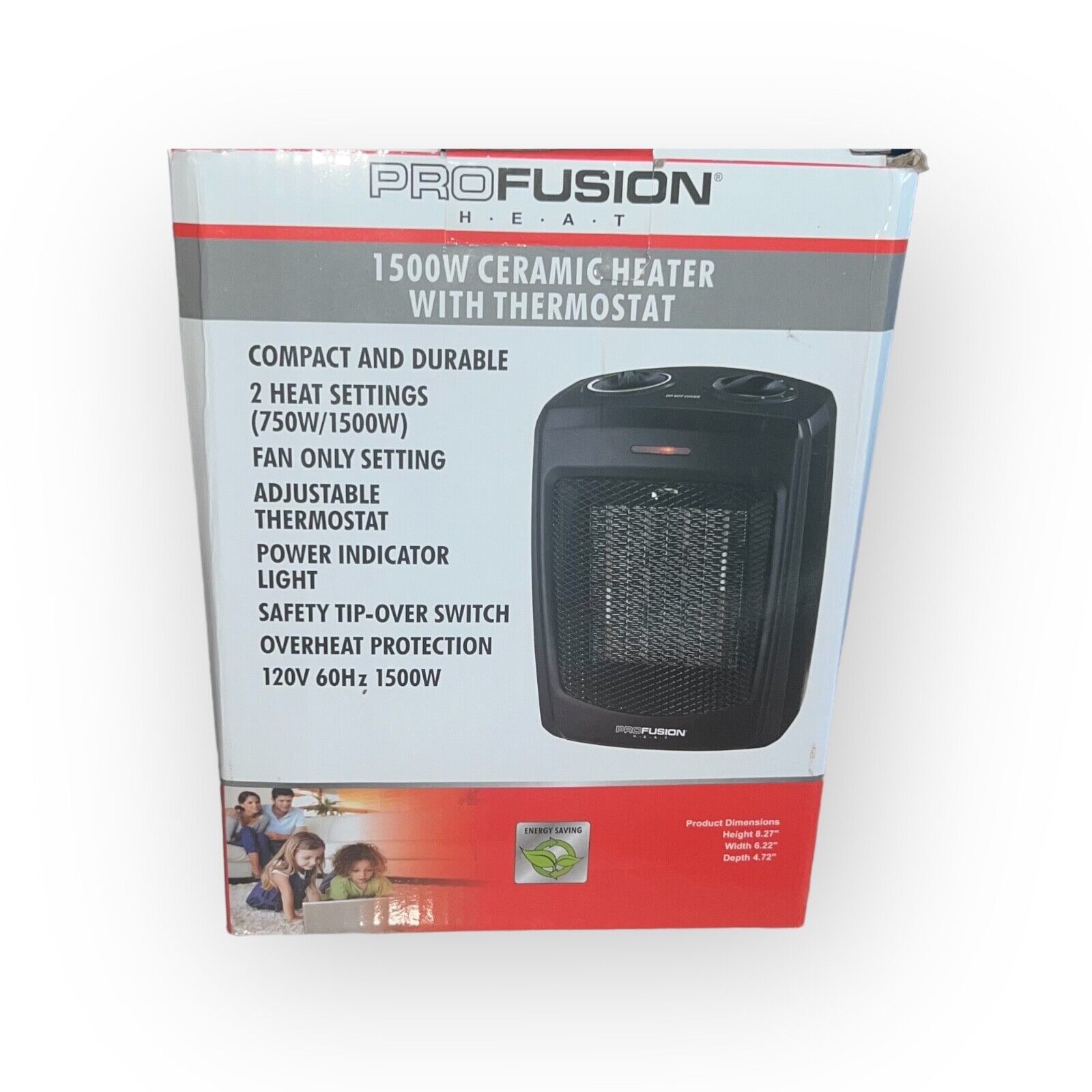 ProFusion Heat 1500W Personal Ceramic Heater with Thermostat Portable & Durable