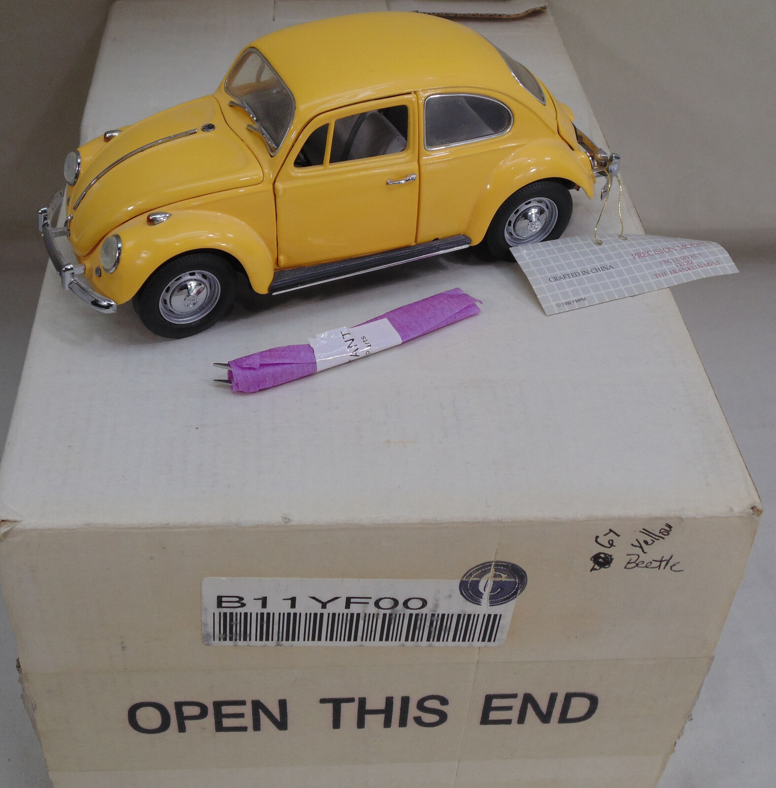 Franklin Mint 1967 VW Volkswagen Beetle 1/24 Diecast Car w/Box 