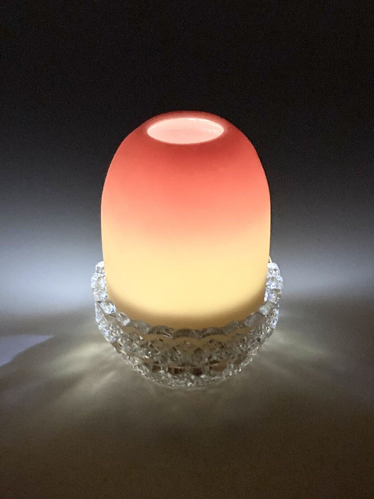 Clarke’s Fairy Lamp Light Thomas Webb Burmese England Glass w Original Candle