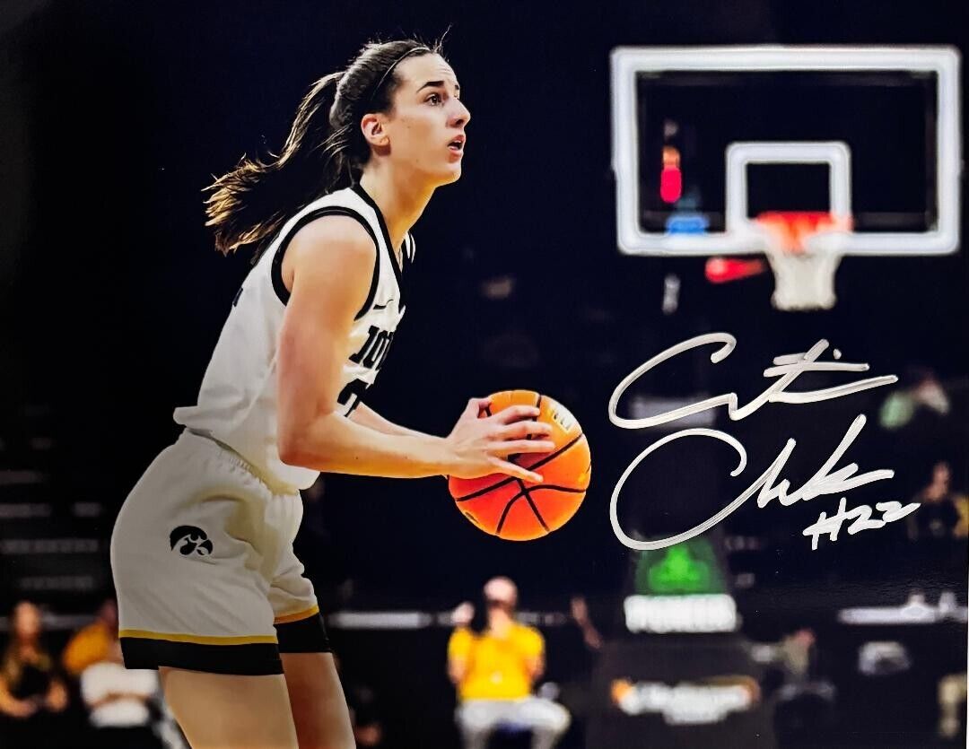 Caitlin Clark - IOWA Basketball - SILVER Signed Autographed 8 x 10 Photo w/COA