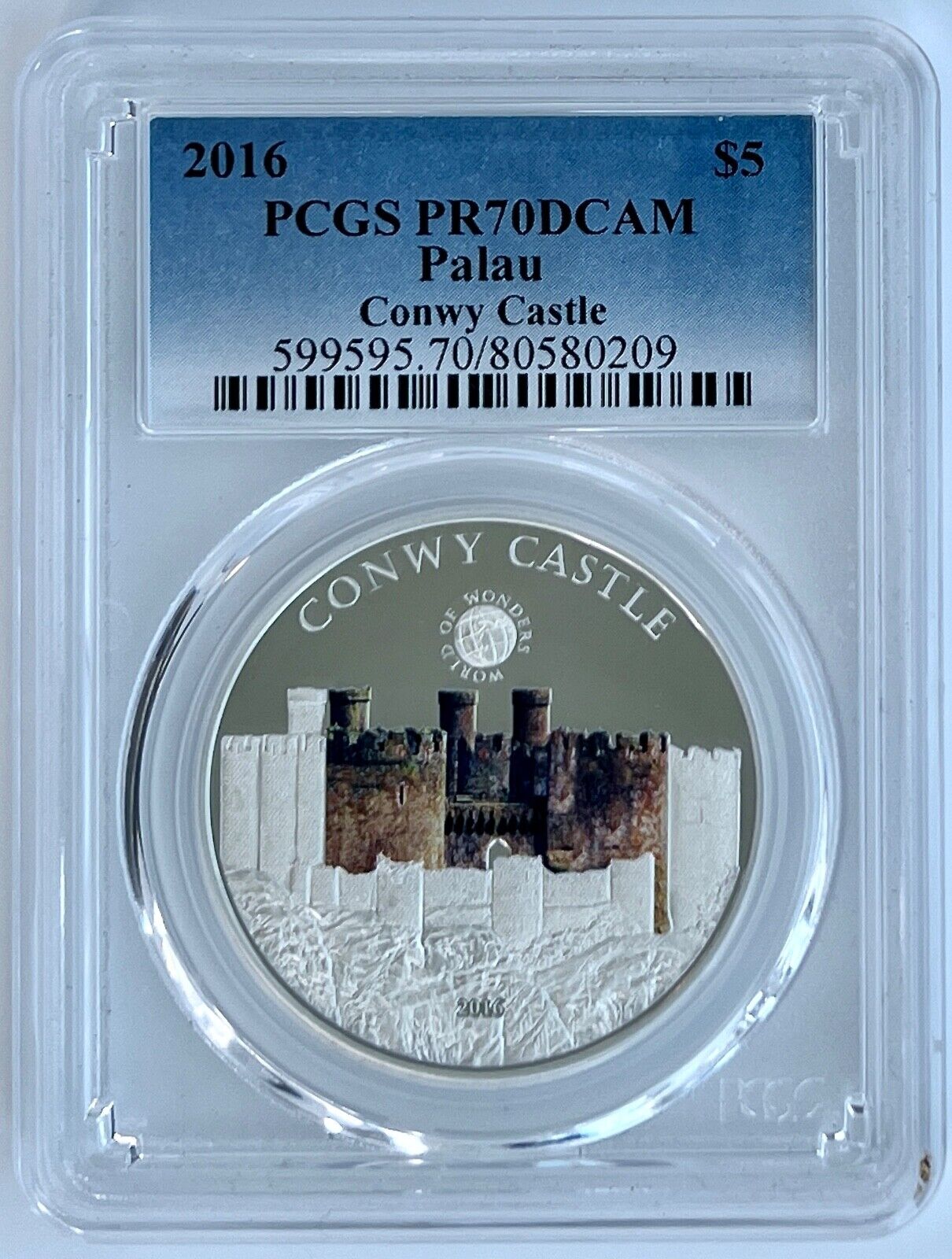 2016 Palau $5 Word of Wonders Conwy Castle PCGS PR70DCAM Limited 2,500 Mintage