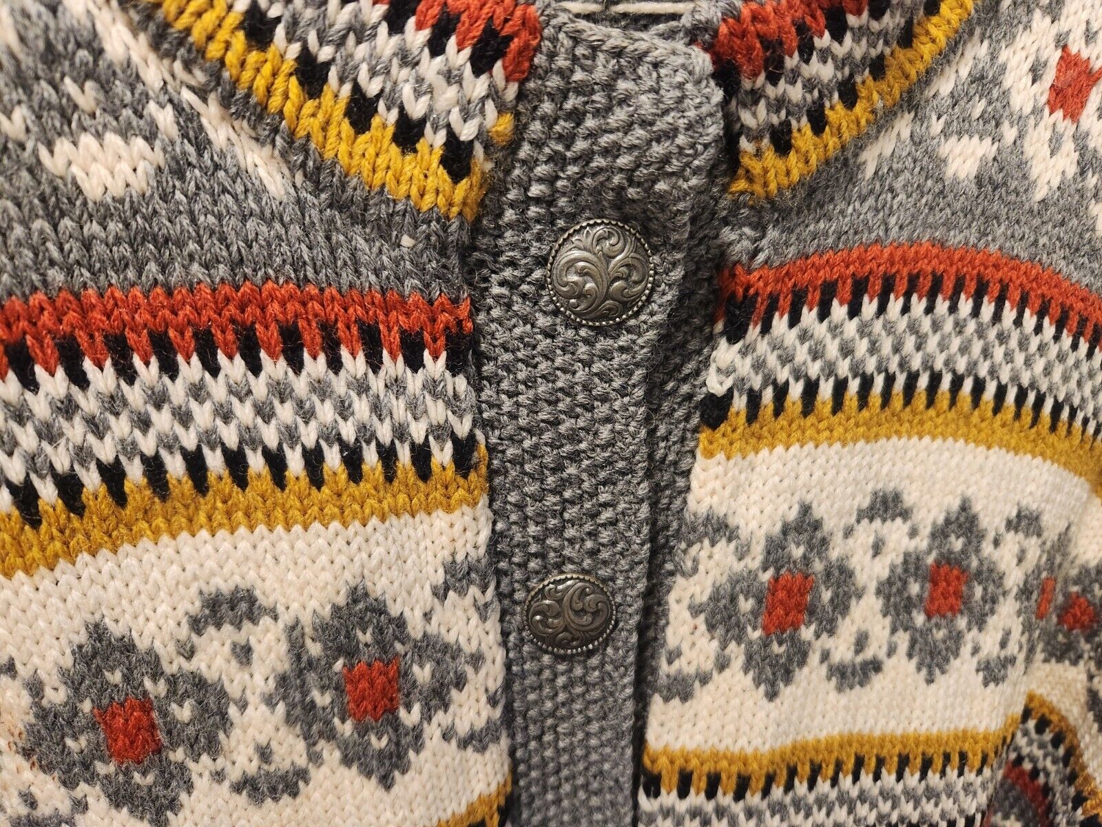 1962 Vintage Norwegian WOOL Cardigan Button Up Sweater Women\'s ~ Large 46\