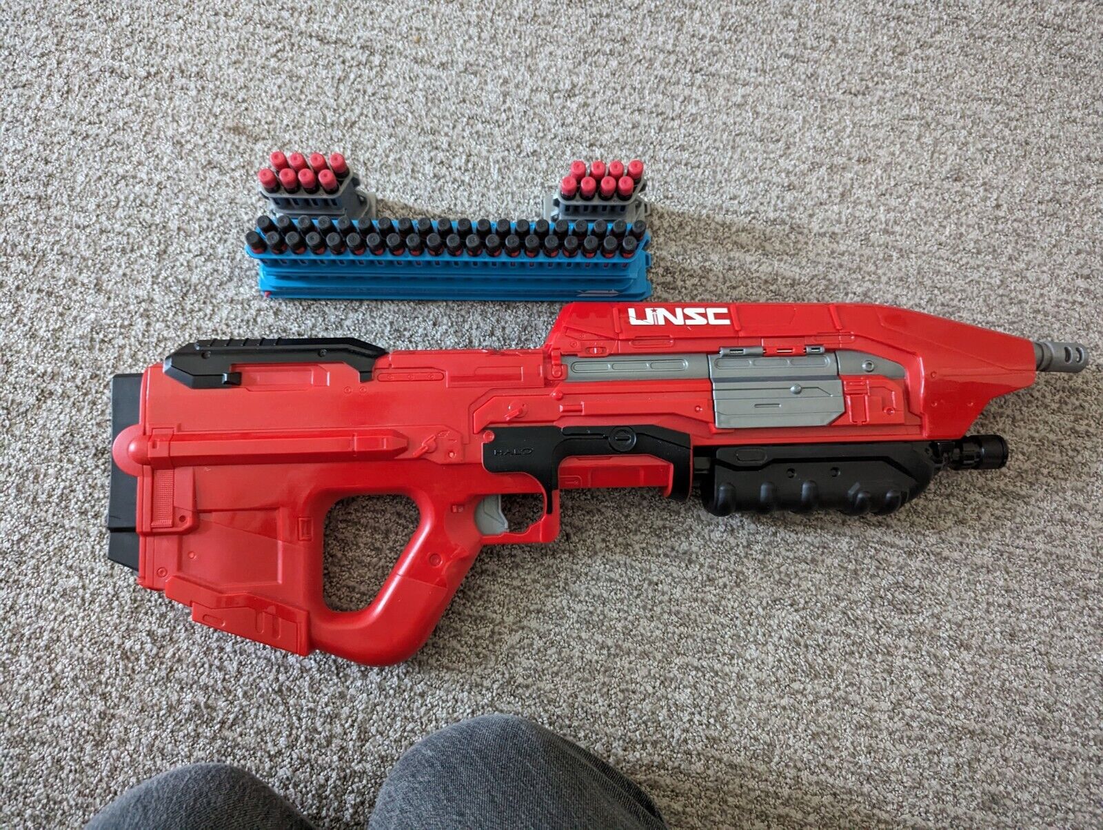Boomco 2015 Halo MA5 UNSC Assault Rifle Mattel With All Darts And 40 Dart Clip.