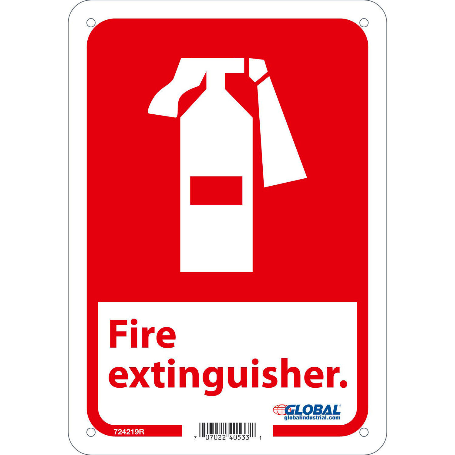 Global Industrial Fire Extinguisher Sign 10x7 Rigid Plastic