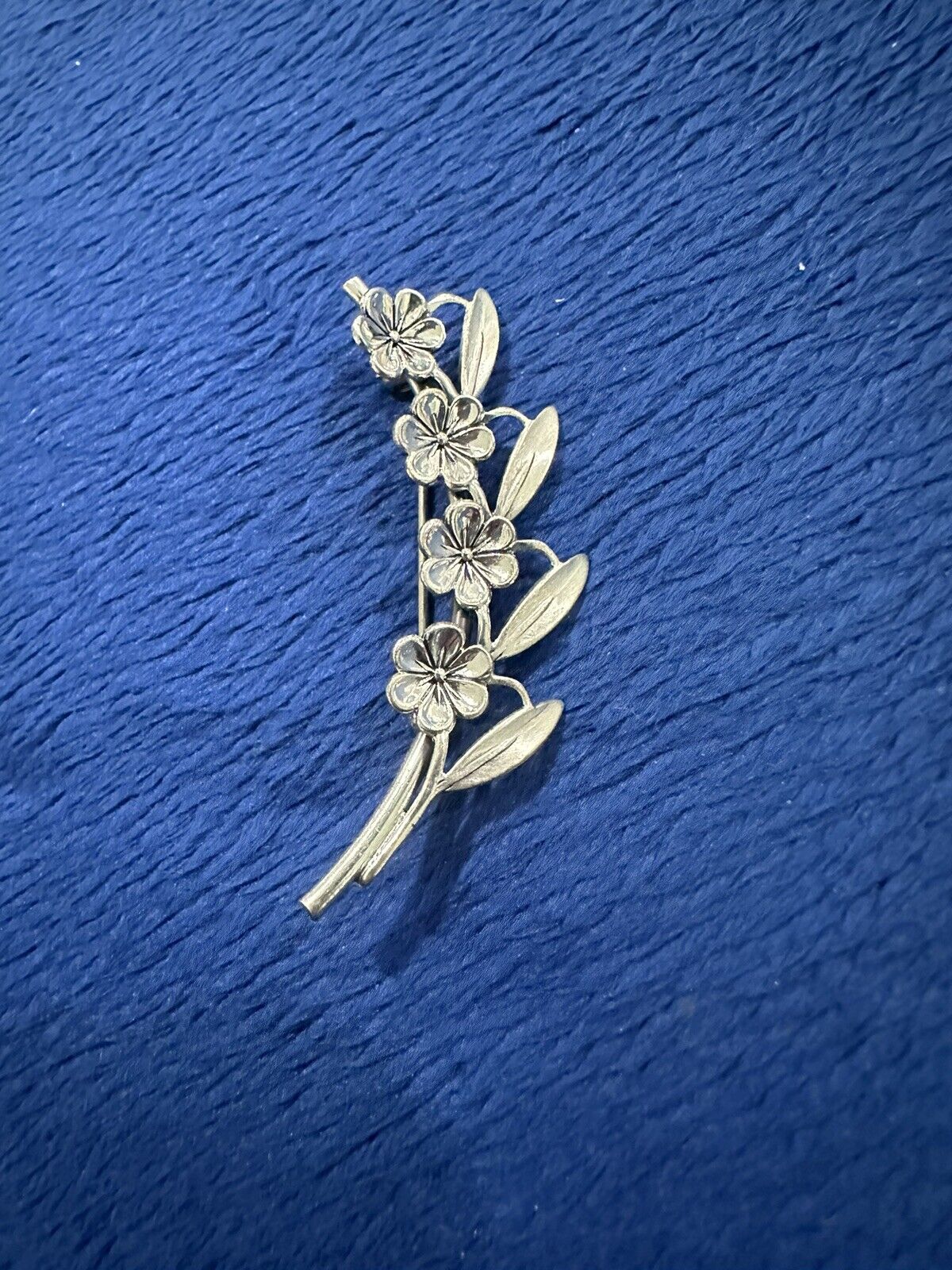 Vintage BEAU Sterling Silver Designer Signed Flower Brooch Pin, 2.25”