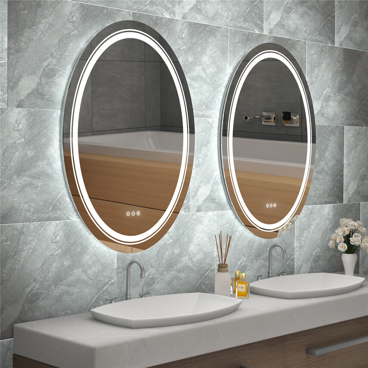Wisfor Super Brightnedd Led Illuminated Bathroom Mirror Anti-Fog Dimmable Mirror