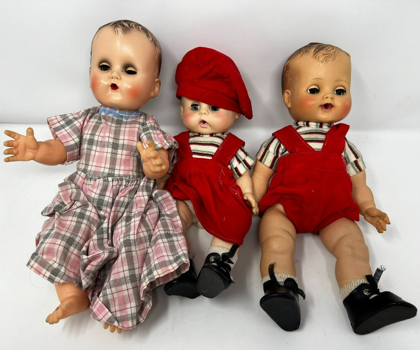 Set Of 3 Ideal 80\'s 12-15 Inches Tiny Baby Doll & Outfit-Vinyl