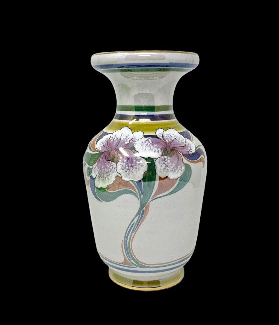 Vintage 80’s GIALLETTI  Pimpinelli Deruta Italy LUSTRO Vase Liberty Art Nouveau