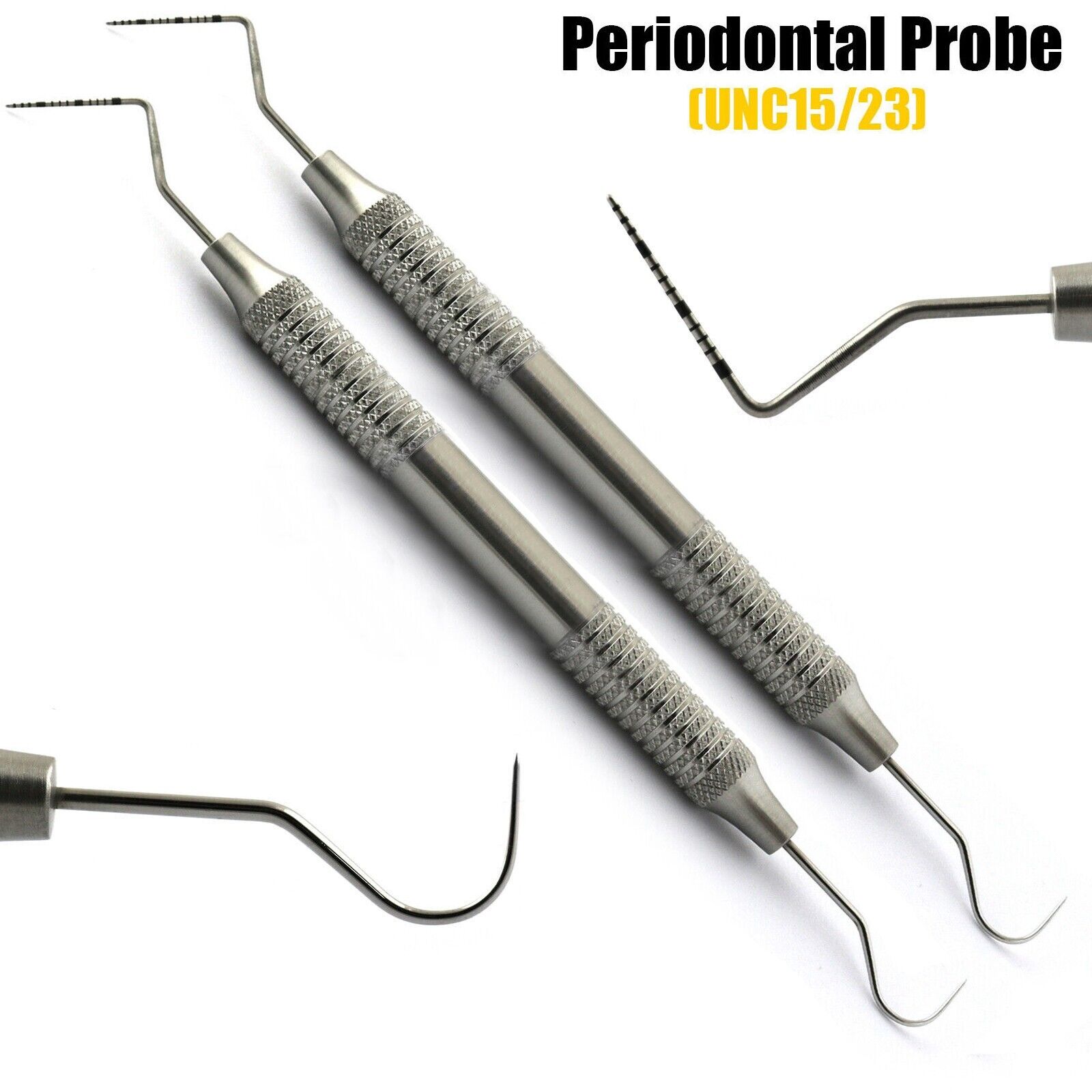 2 Pcs Dental Periodontal Explorer Probe UNC15/23 Color Coded Hollow Handle