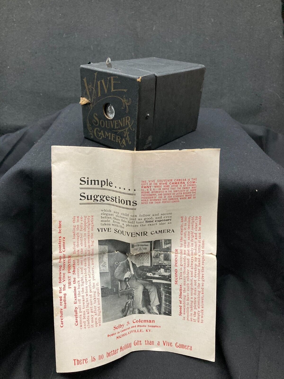 Rare 1890's Vive Souvenir Camera Good Condition w/Paperwork