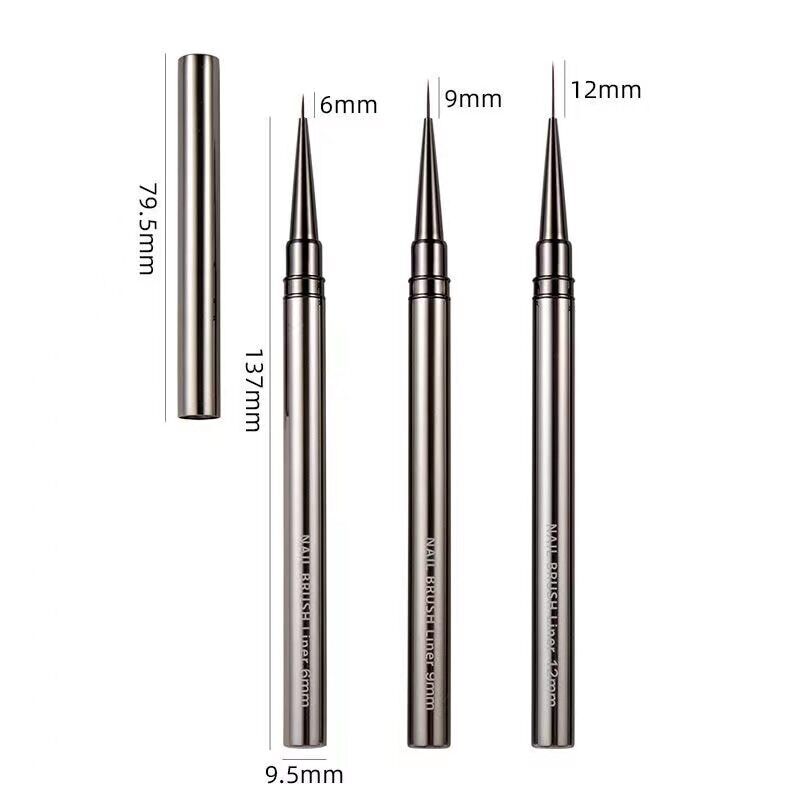 6/9/12/15/18mm Nail Liner Brush Set Drawing Lines Stripe Painting Flower Pen