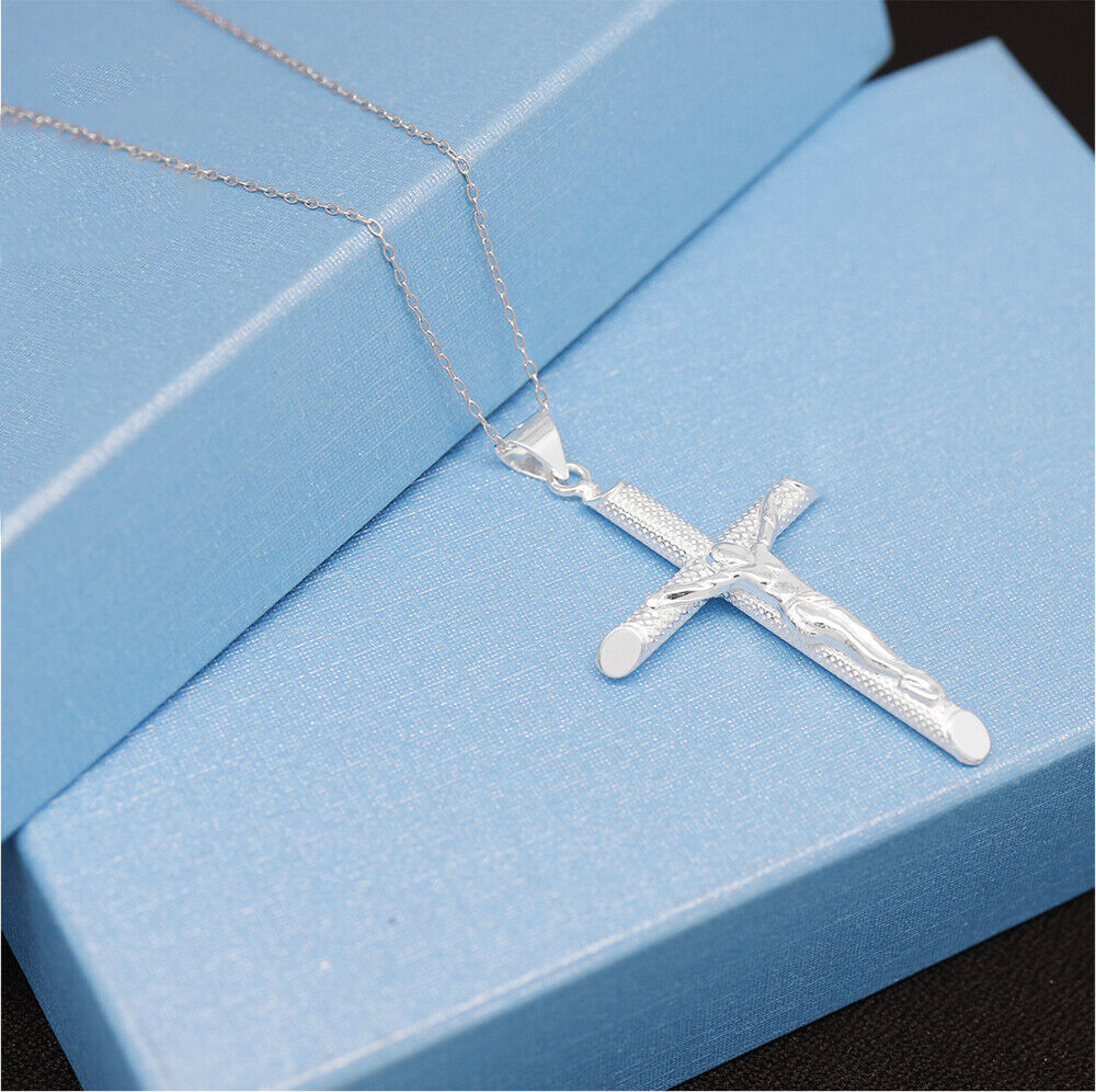 Sterling Silver 925 Crucifix Cross Pendant-Christian Pendant Jesus Cross Pendant