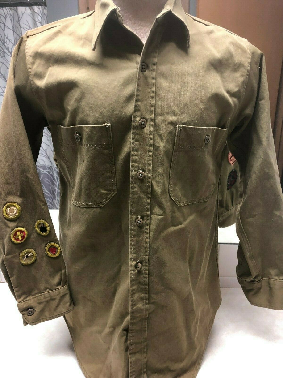 Vintage 1940\'s - 50\'s Men\'s Workshirt W/Boy Scout Patches
