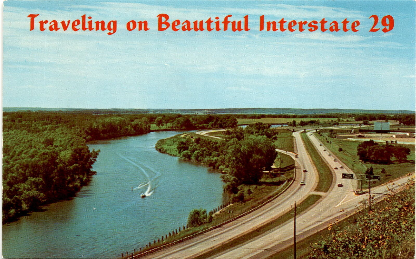 Traveling Interstate 29 breathtaking experience beautiful scenery Postcard