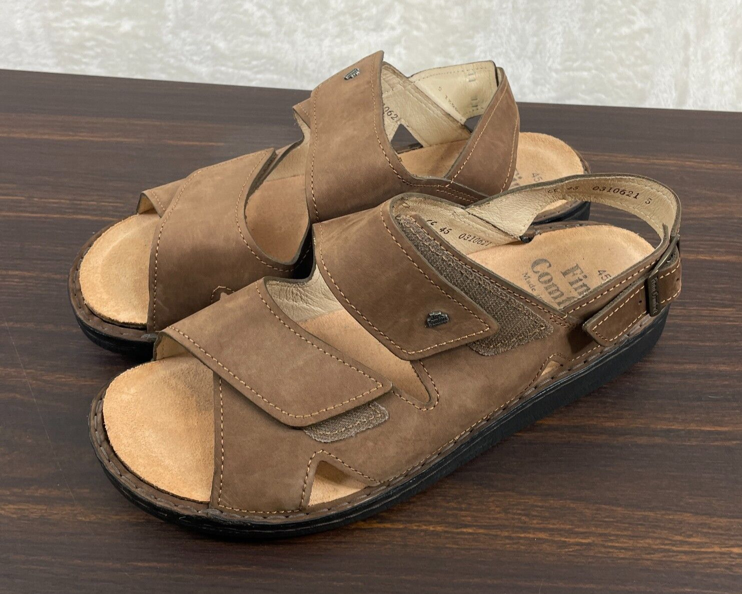 Finn Comfort Womens Sandals EU 45 US 13 Brown Leather Double Strap Gladiator EUC