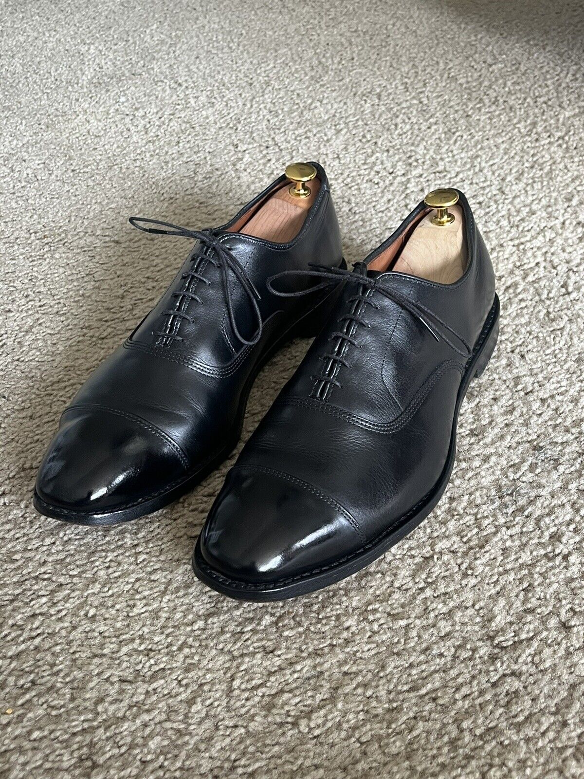 Allen Edmonds Park Avenue Oxford Black Leather Cap Toe Dress Shoe Men\'s 12 D