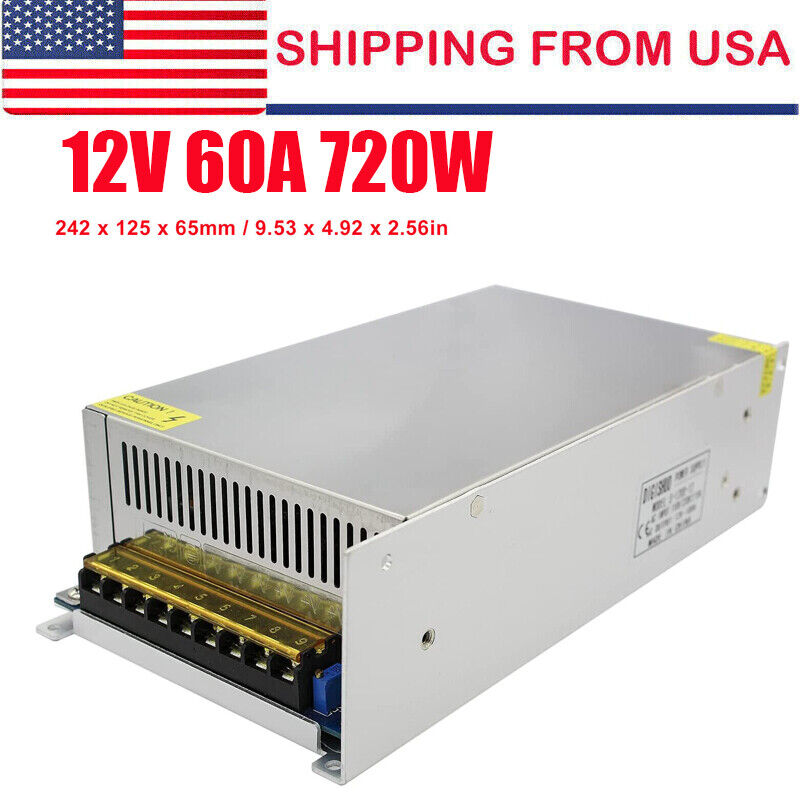 AC 110/220V to DC 12V 60A 720W Voltage Transformer Switch Power Supply LED Strip