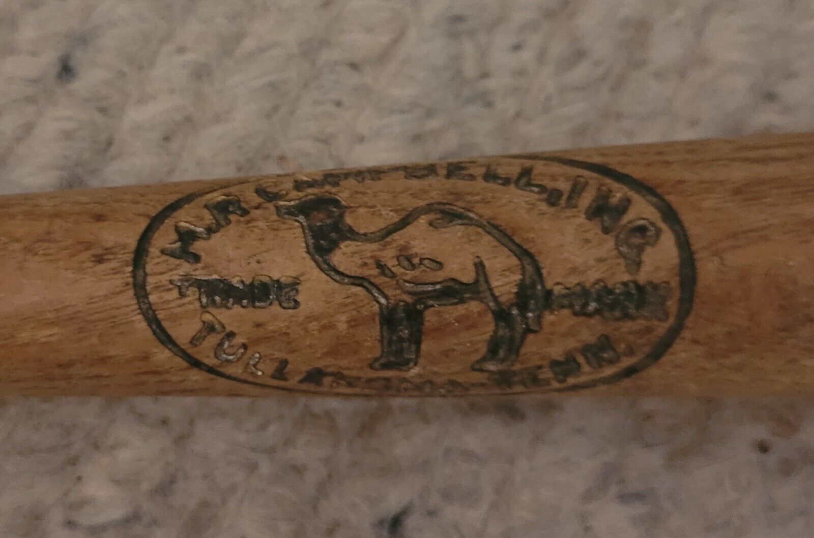 Antique 1930\'s MR Campbell Mini Baseball Bat with Camel Logo Early Old 14\