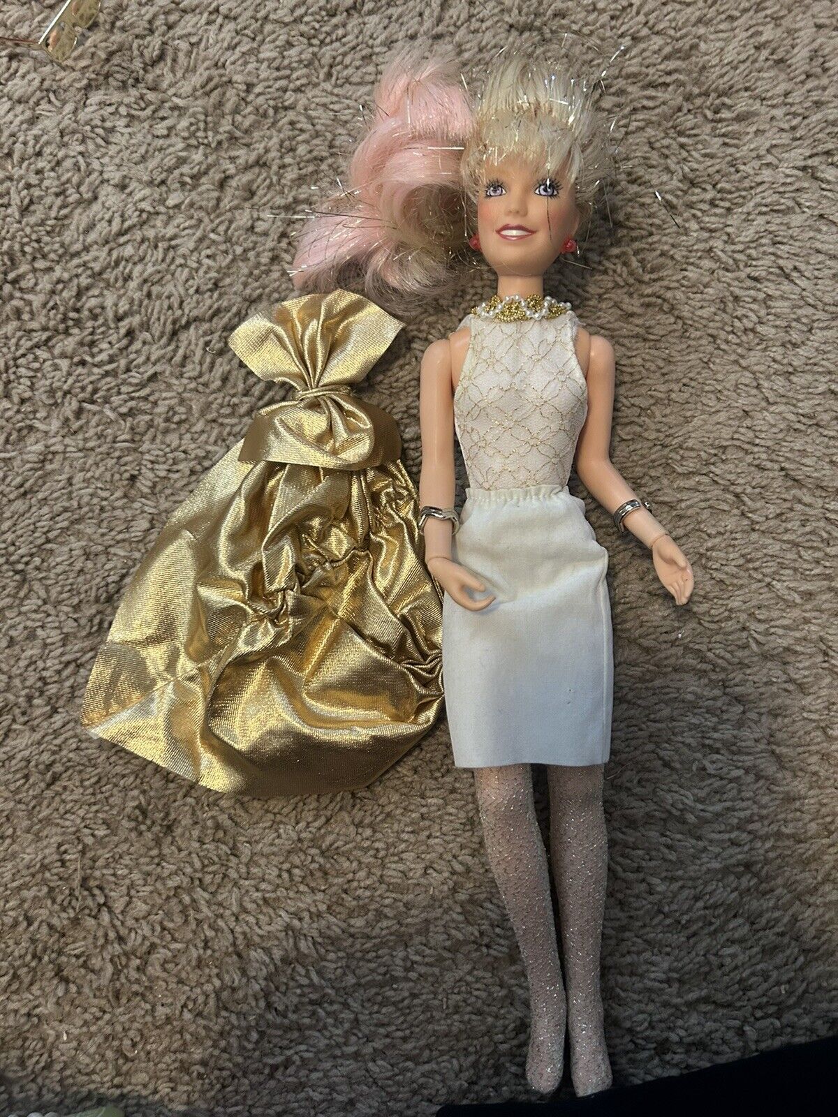 Vintage 1987 Jem and the Holograms Glitter n Gold Jerrica Doll Working Light Up