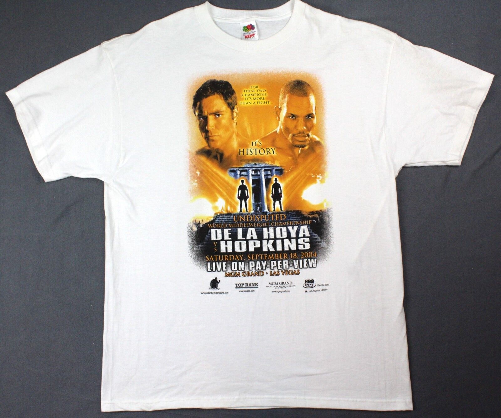 Vintage 2004 Oscar De La Hoya Vs. Bernard Hopkins Boxing T-Shirt XL