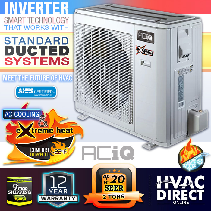 2 Ton 20 SEER ACiQ Central Air Inverter AC Cooling Heat Pump - Extreme Heating