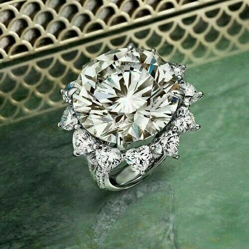 Huge 5CT Round Cut Moissanite 14K White Gold FN Gorgeous Engagement Wedding Ring