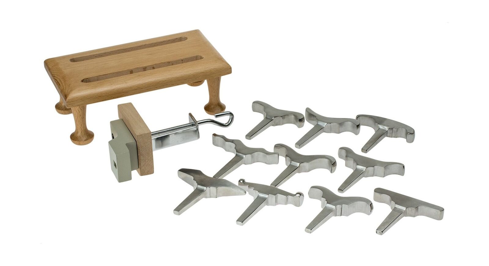 Eurotool Mini Forming and Raising Stake Set - 10 Stakes with Stand and Vise