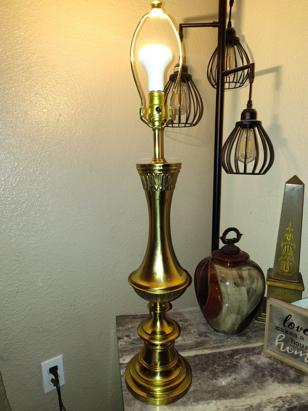 Vintage Solid Brass Table Lamp , 1960-70