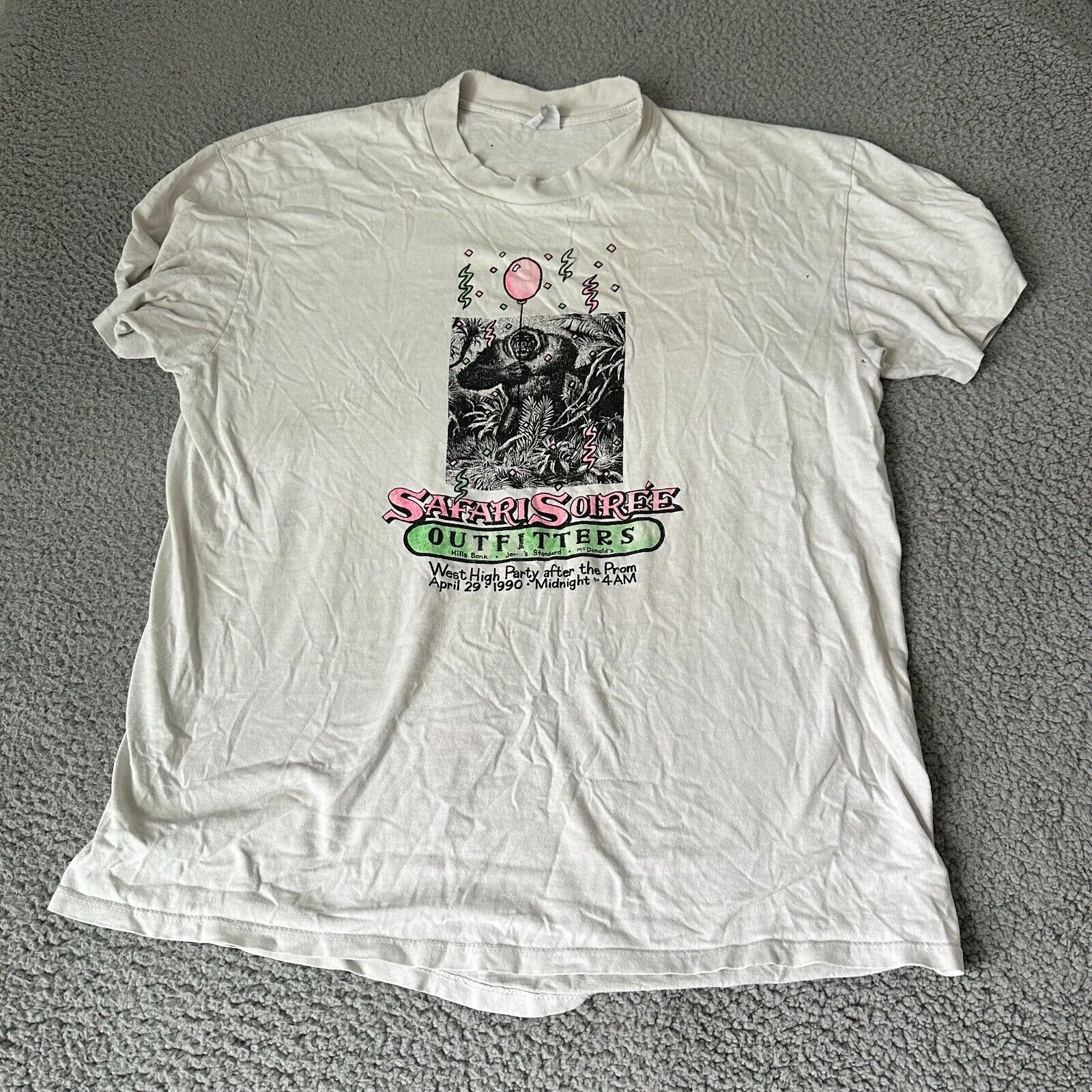 Vintage Stedman Shirt Mens Extra Large XL White Gorilla Made USA Single Stitch